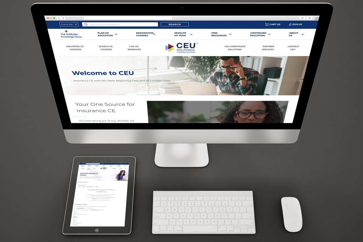 CEU Homepage displayed on a iMac Pro screen and tablet.
